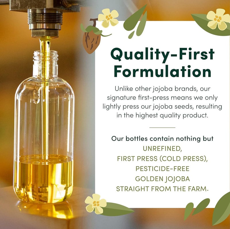 HobaCare Jojoba Baby Oil with Pump Dispenser - 100% Pure Natural Unrefined Unscented Cold-Pressed Jojoba Oil for Baby Hair, Infant Skin, Cradle Care & Body Moisture (4.22 fl oz) - Image 5